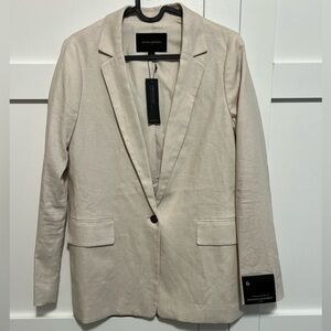 NWT Banana Republic Women's One Button Beige Linen Jacket Blazer Size 6 Lined